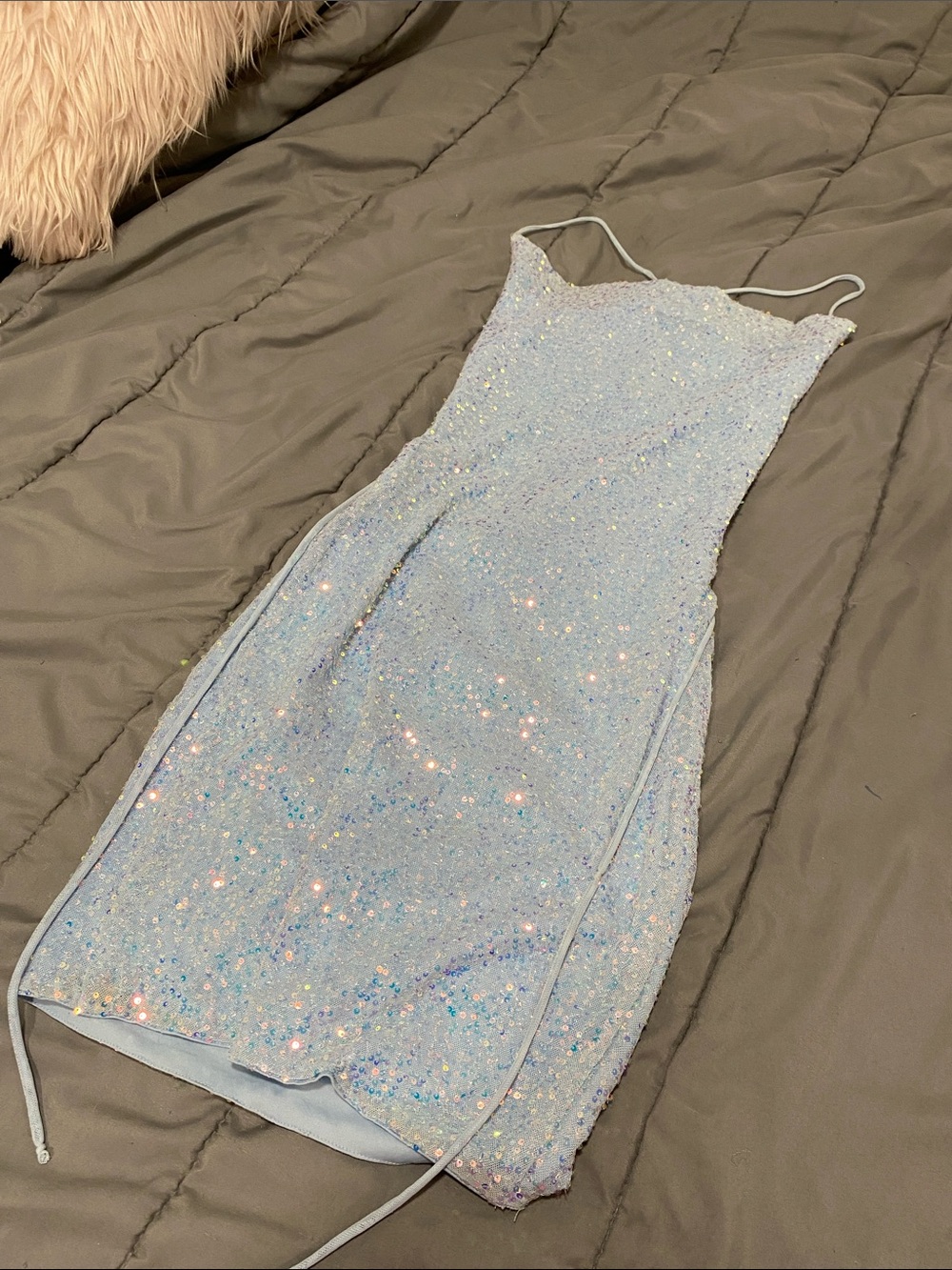 Windsor Iridescent Light Blue Sequin Mini Dress